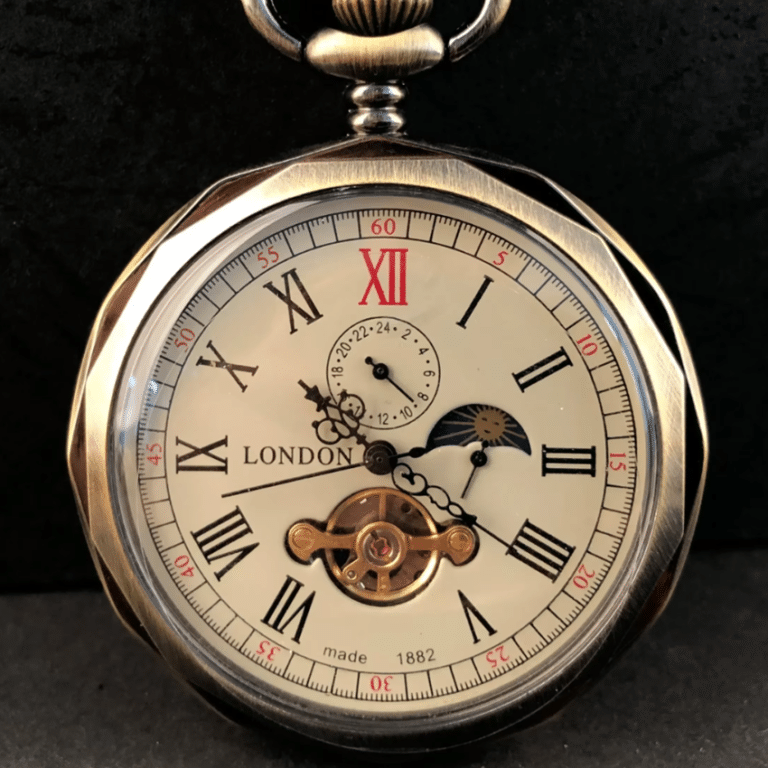 Montre à gousset automatique en acier inoxydable style western (2)