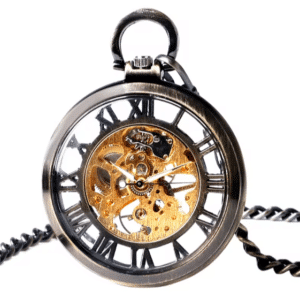 Montre à gousset mécanique squelette transparente