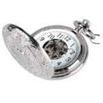 Montre gousset argentée à clapet gravé mécanique (1)