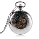 Montre gousset argentée à clapet gravé mécanique (3)