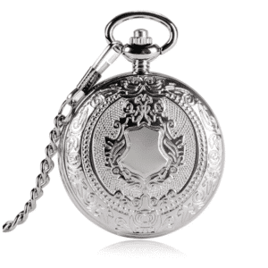 Montre gousset argentée à clapet gravé mécanique