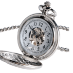 Montre gousset argentée à clapet gravé mécanique (5)