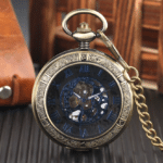 Montre gousset bronze chiffres romains bleus (2)