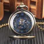 Montre gousset bronze chiffres romains bleus (3)