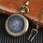 Montre gousset bronze chiffres romains bleus (4)