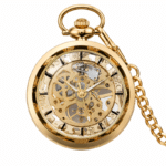 Montre gousset gentleman dorée à mécanisme apparent (1)