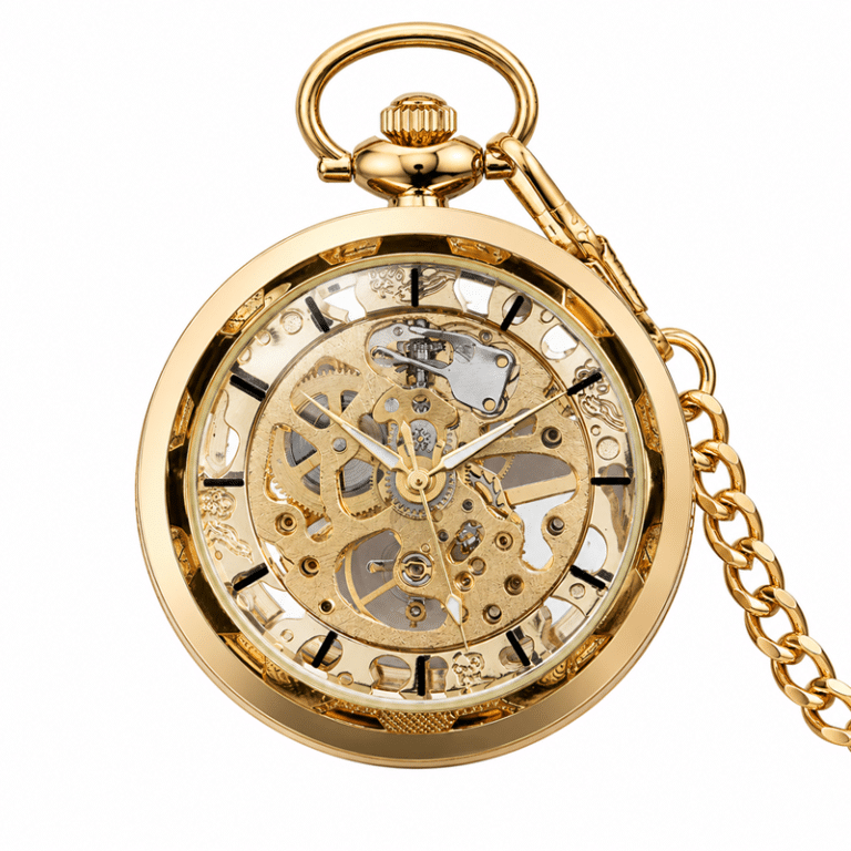 Montre gousset gentleman dorée à mécanisme apparent (1)