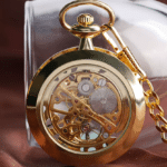Montre gousset gentleman dorée à mécanisme apparent (4)