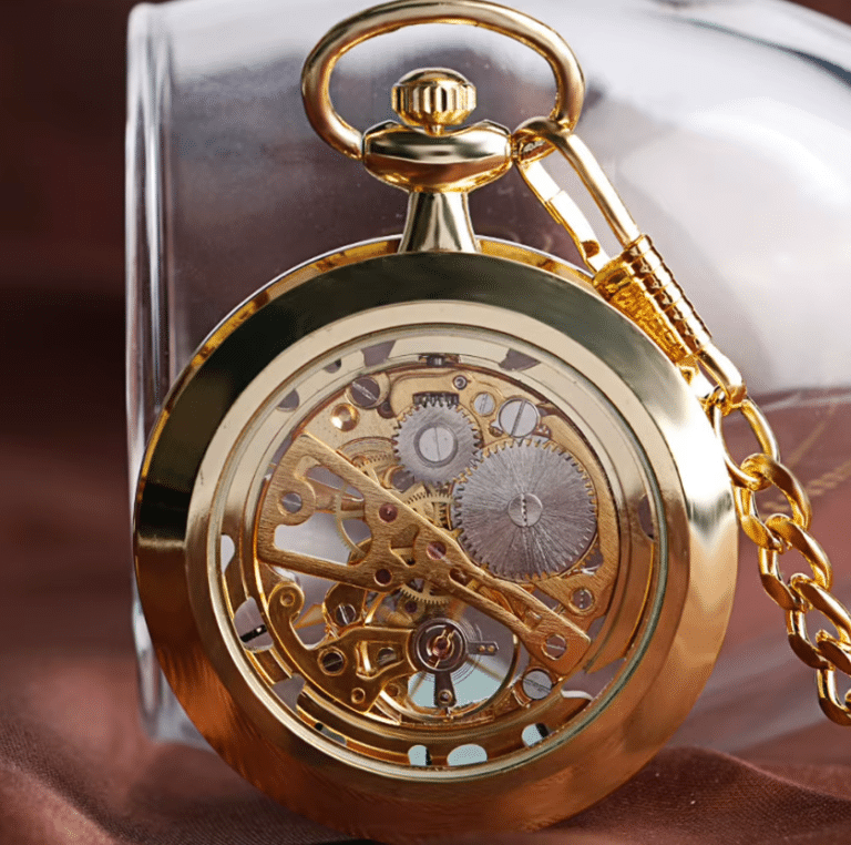 Montre gousset gentleman dorée à mécanisme apparent (4)
