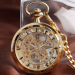 Montre gousset gentleman dorée à mécanisme apparent (5)