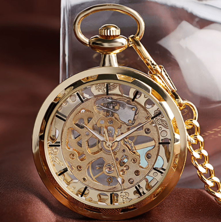 Montre gousset gentleman dorée à mécanisme apparent (5)