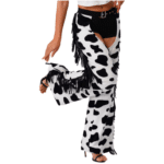 Pantalon cowgirl ouvert imprimé vache (3)