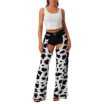 Pantalon cowgirl ouvert imprimé vache (5)