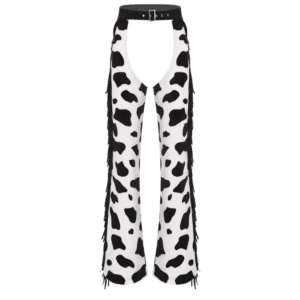 Pantalon cowgirl ouvert imprimé vache