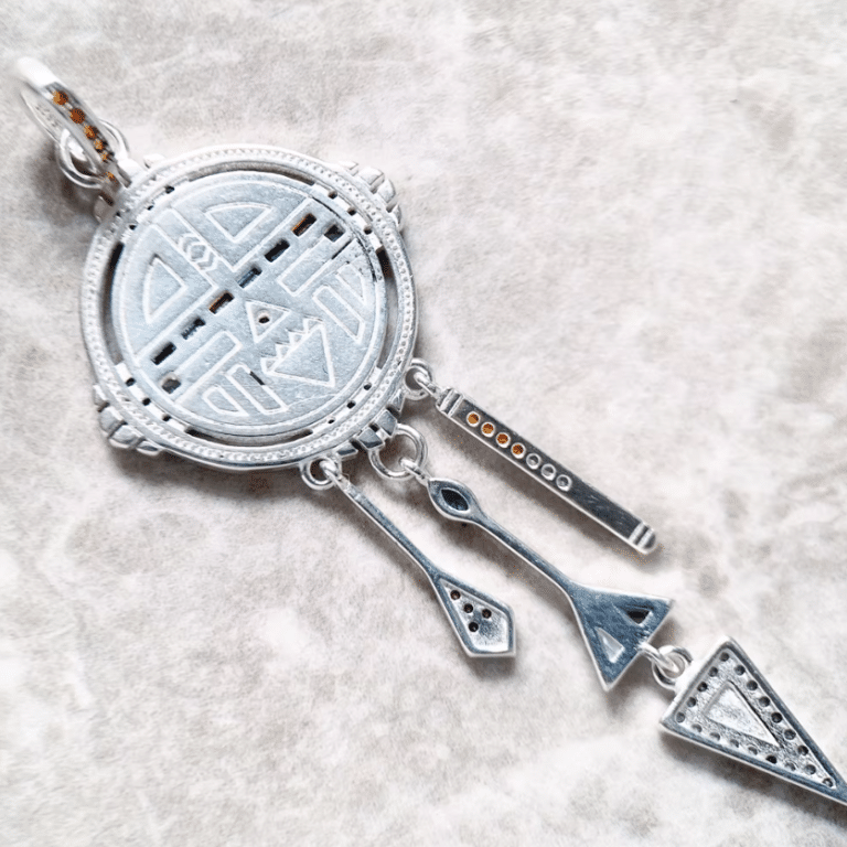 Pendentif Amérindien attrape-rêve en argent 925 (2)