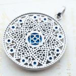Pendentif mandala western Argent 925 avec cristaux et turquoise (3)