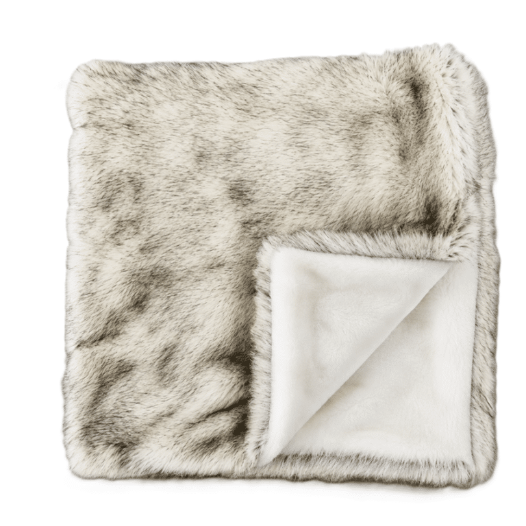 Plaid blanc fausse fourrure Loup (1)