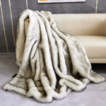 Plaid blanc fausse fourrure Loup (2)