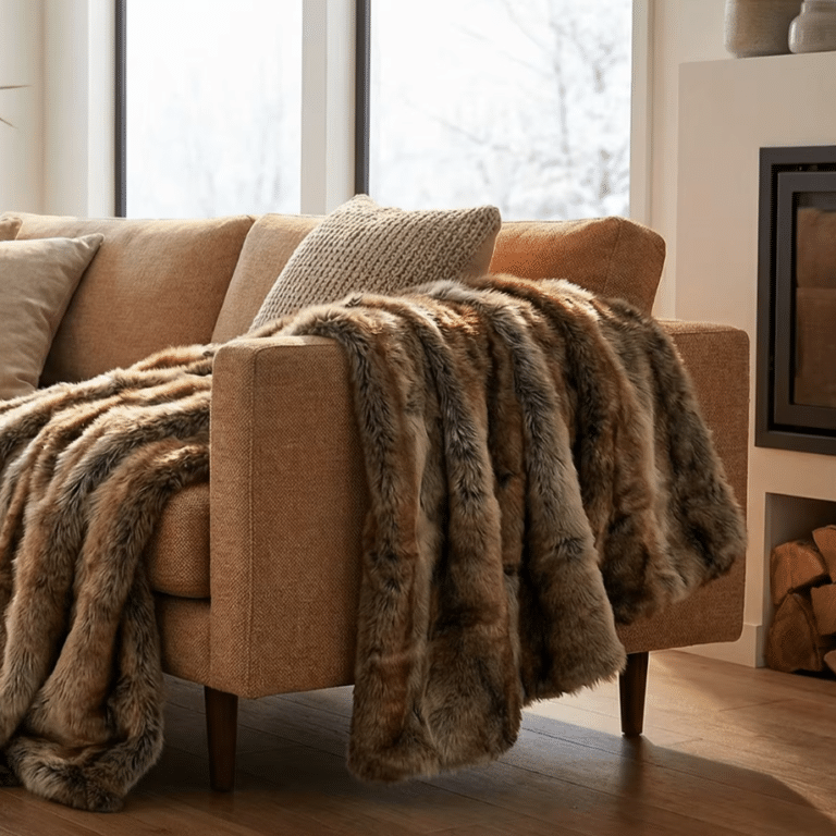 Plaid fausse fourrure ours brun (1)