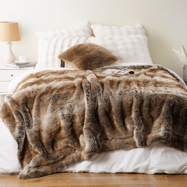 Plaid fausse fourrure ours brun (3)