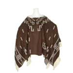 Poncho cowboy western marron à motifs ethniques (1)