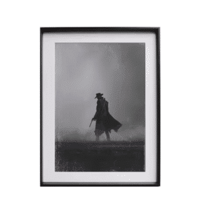 Tableau vintage chasseur de primes noir et blanc