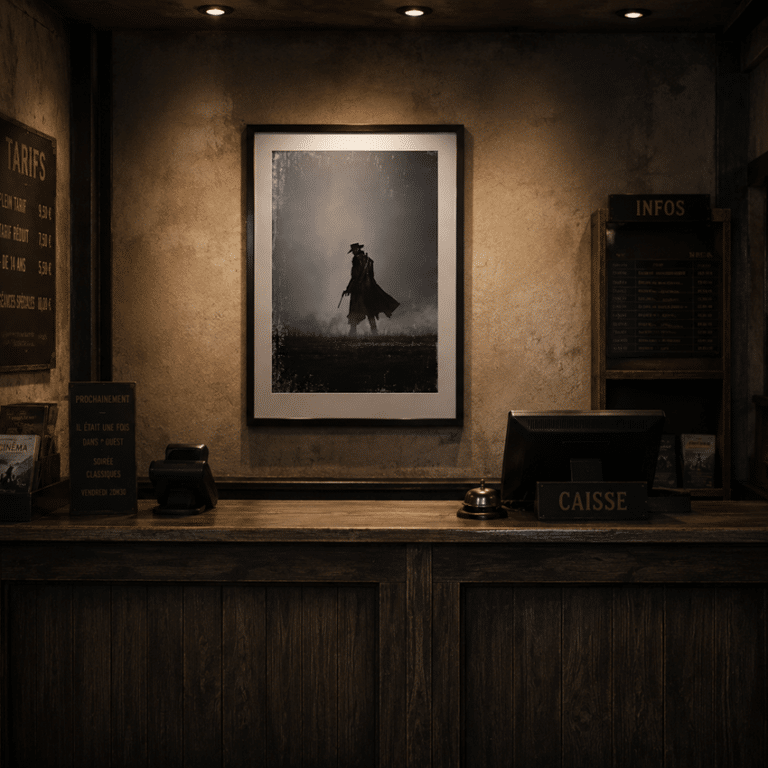 Tableau vintage chasseur de primes noir et blanc (2)