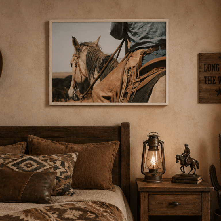 Toile Déco Cowboy à Cheval Style Western (1)