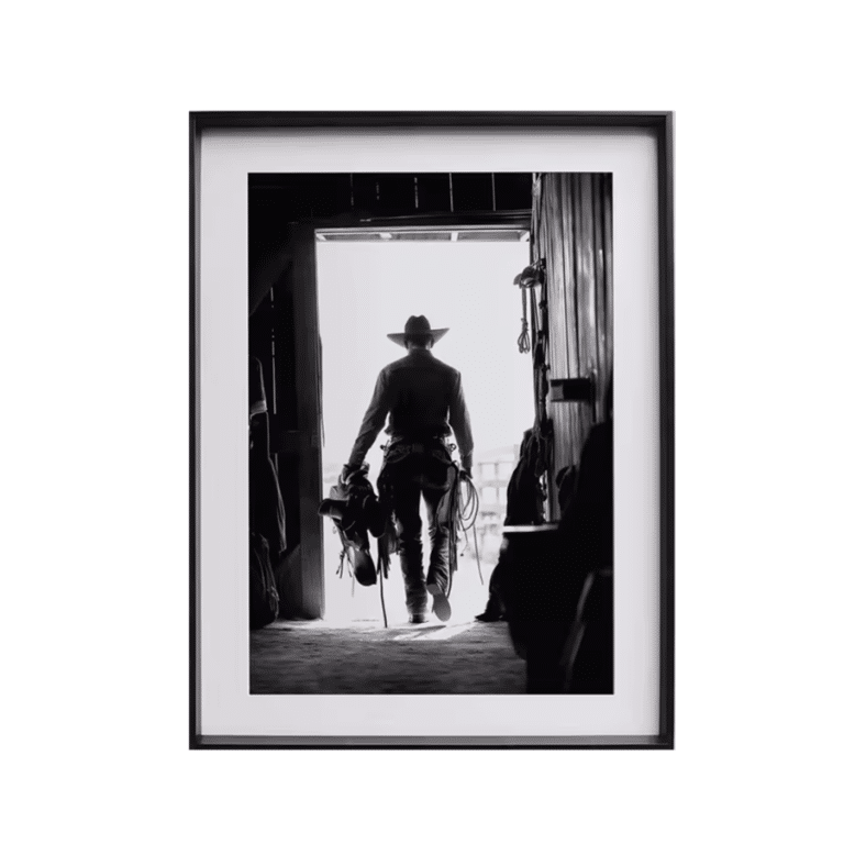 Toile cow-boy du grand ouest l’heure du départ (1)