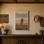 Toile liberté cheval blanc apaisant au coucher du soleil (1)