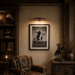 Toile western cinéma noir et blanc revolver bandit (1)