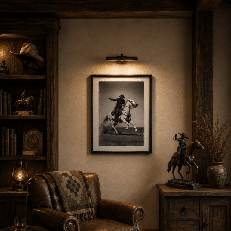 Toile western cinéma noir et blanc revolver bandit (1)