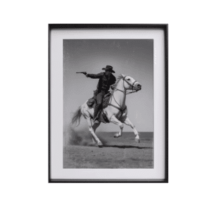 Toile western cinéma noir et blanc revolver bandit