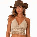 Top crochet franges western femme
