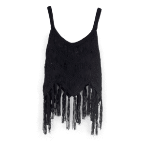 Top macramé noir à franges