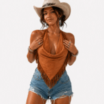 Top western femme suédine frangée Désert (4)