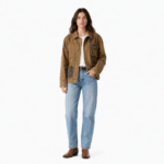 Veste western femme vintage en toile brune (1)