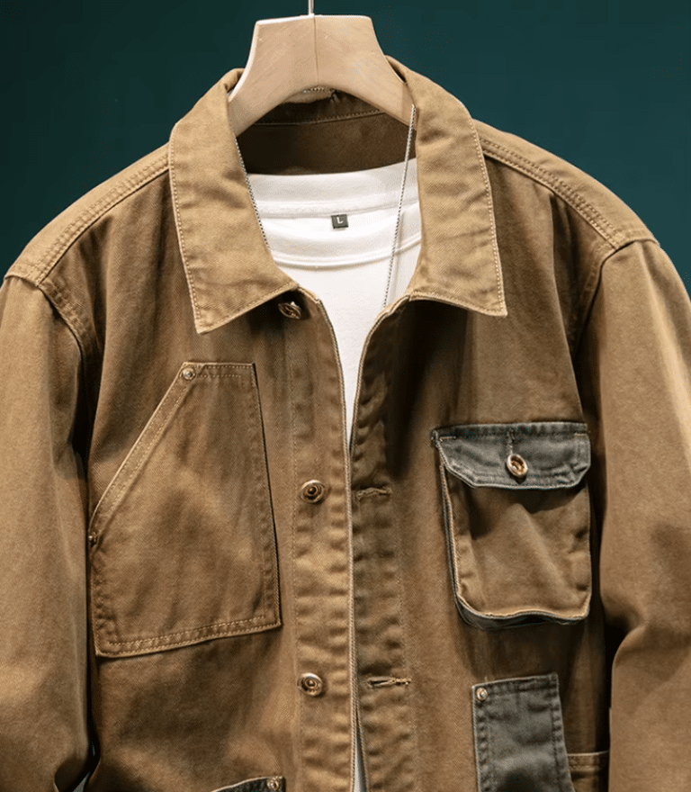 Veste western femme vintage en toile brune (4)