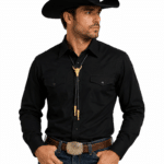 cravate cowboy bolo tressée tête de taureau doré (1)