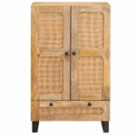 Armoire western à cannage avec façade bois massif et pieds métal (3)