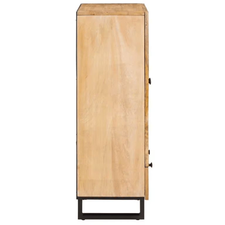 Armoire western à cannage avec façade bois massif et pieds métal (4)