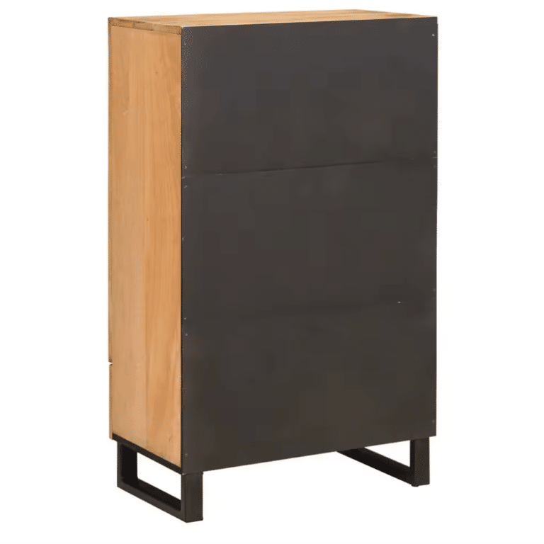 Armoire western à cannage avec façade bois massif et pieds métal (5)