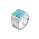 Bague chevalière cowboy en acier inoxydable turquoise (1)