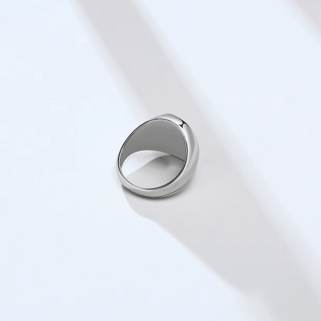 Bague chevalière en acier inoxydable à émail noir (4)