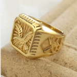 Bague chevalière homme plaqué or aigle style western vintage (4)