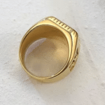 Bague chevalière homme plaqué or aigle style western vintage (5)