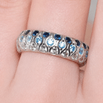 Bague western femme argent S925 zircons bleus vintage (2)