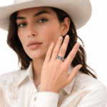 Bague western femme argent S925 zircons bleus vintage (3)