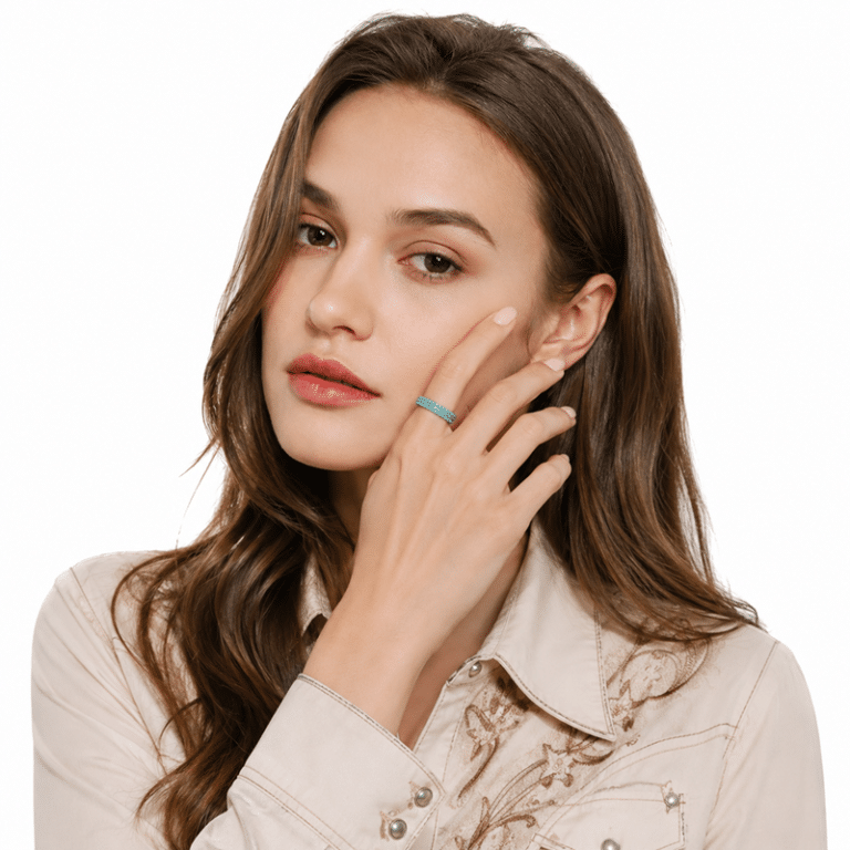 Bague western vintage argent 925 pierres bleu turquoise (1)