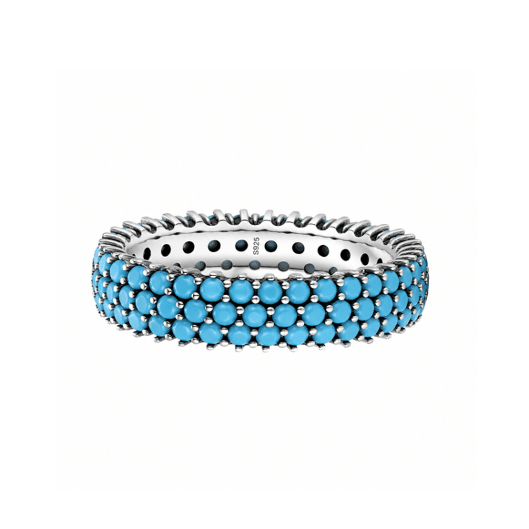 Bague western vintage argent 925 pierres bleu turquoise (2)